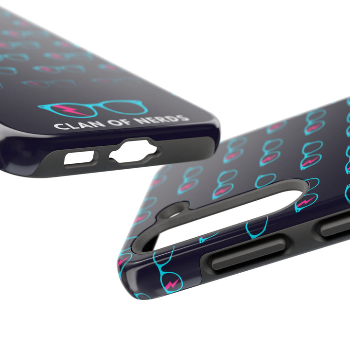 Cyan/Pink Glasses Pattern Tough Phone Case by Clan of Nerds