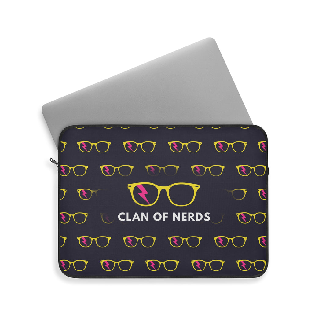 Yellow/Pink Glasses Pattern Laptop Sleeve by Clan of Nerds