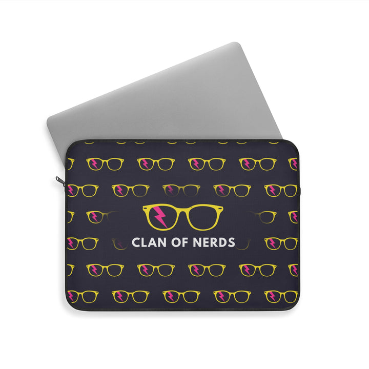 Yellow/Pink Glasses Pattern Laptop Sleeve by Clan of Nerds