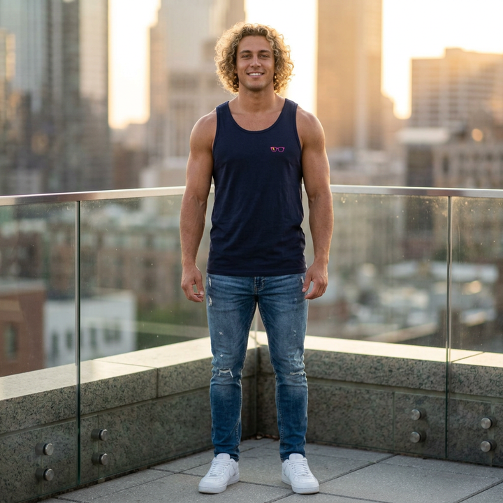 Pink/Orange Glasses Men’s Tank by Clan of Nerds