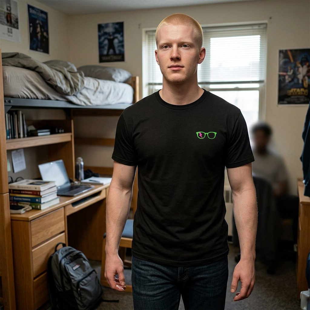 Green/Pink Glasses Men’s Tee in Black