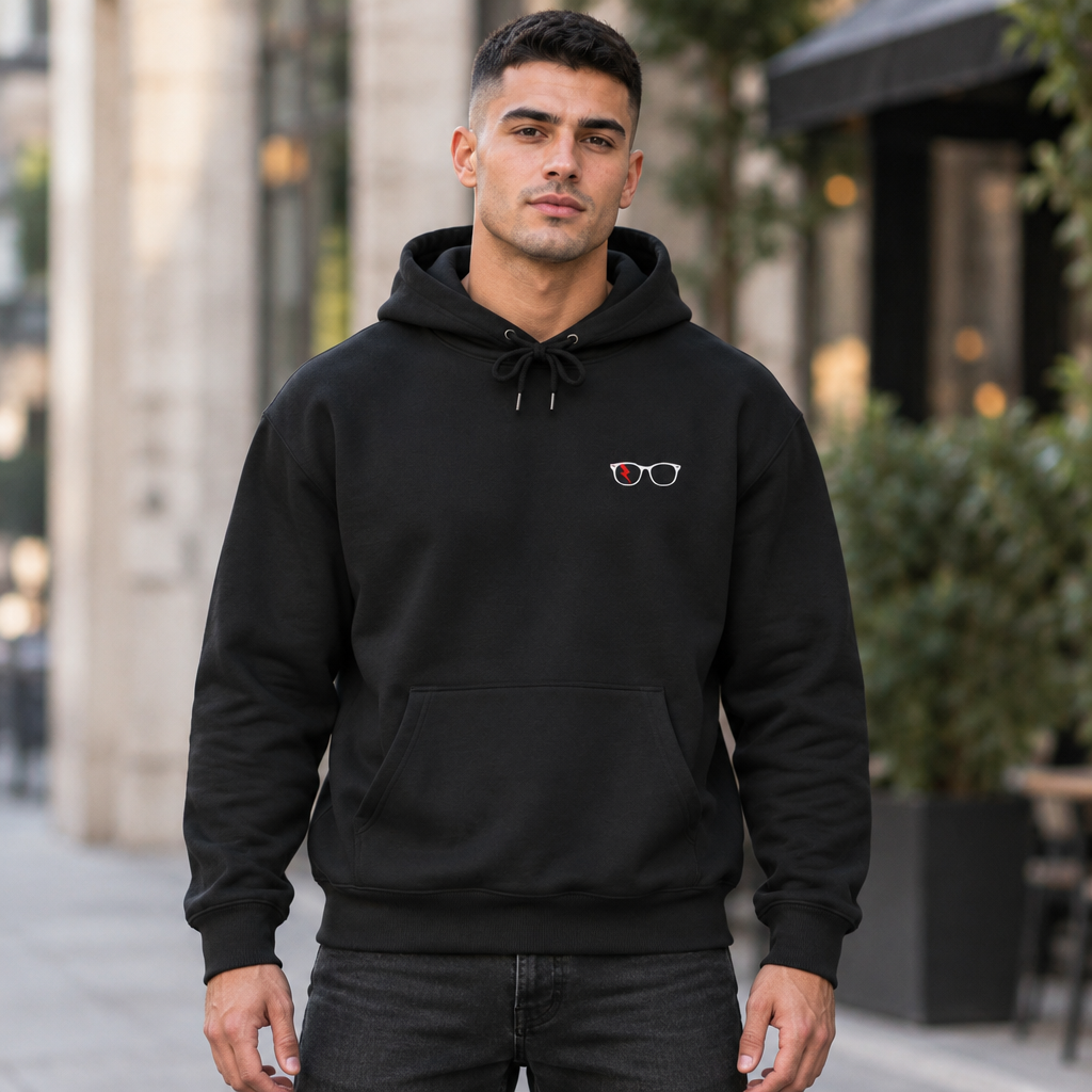 Classic Glasses Men’s Hoodie in Black