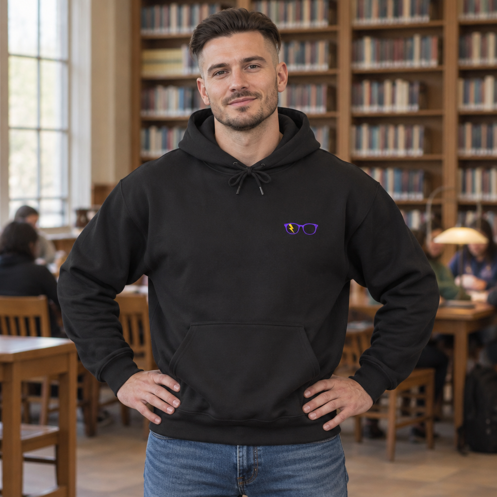 Purple/Yellow Glasses Men’s Hoodie in Black