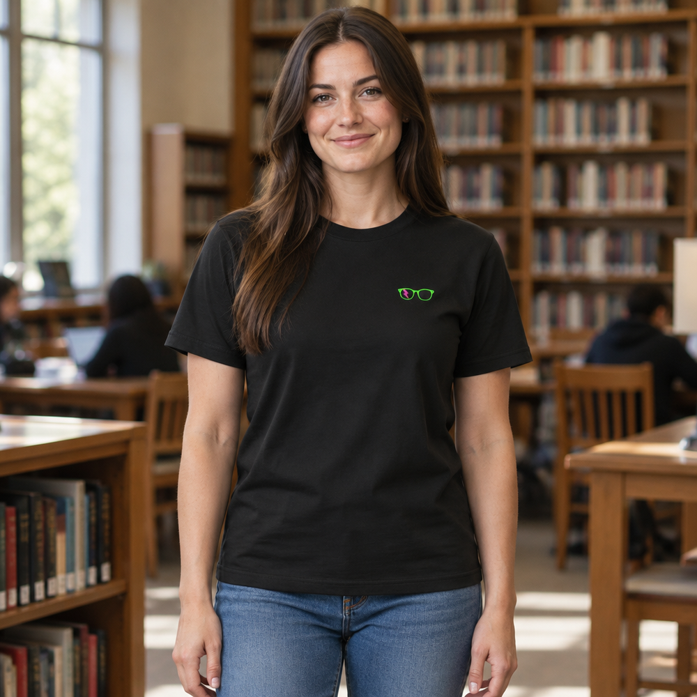 Green/Pink Glasses Women’s Tee in Black