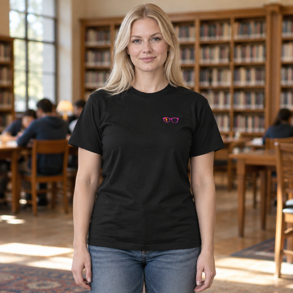 Pink/Orange Glasses Women’s Tee in Black