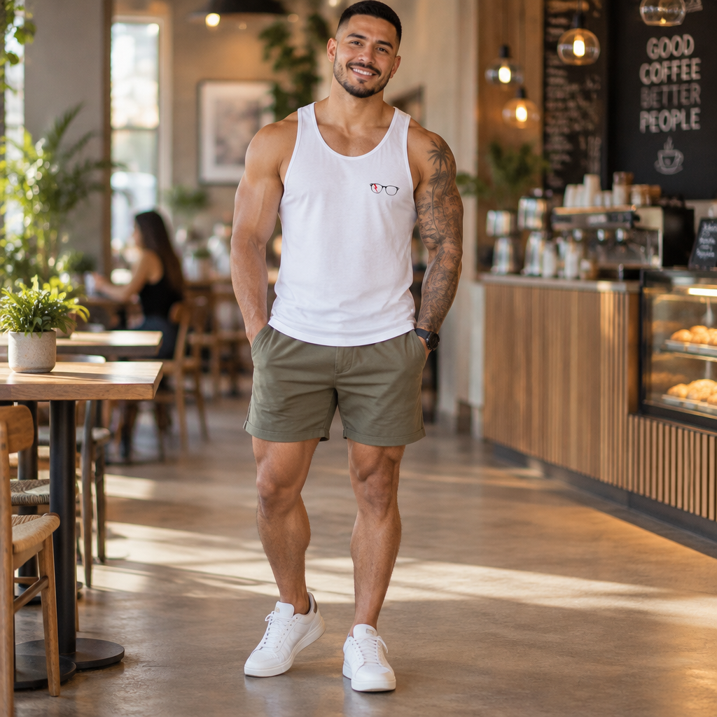 Classic Glasses Men’s Tank in White