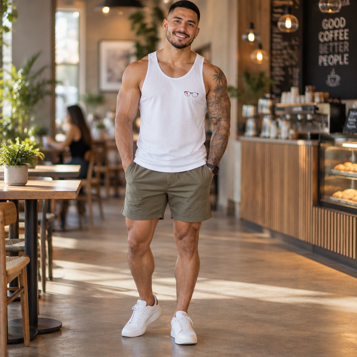 Classic Glasses Men’s Tank in White