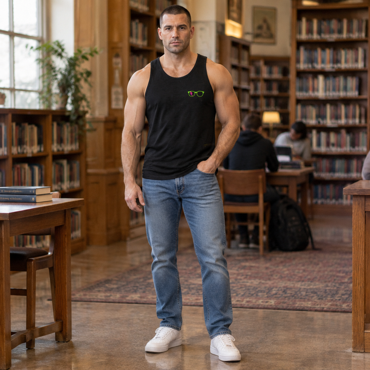 Green/Pink Glasses Men’s Tank in Black