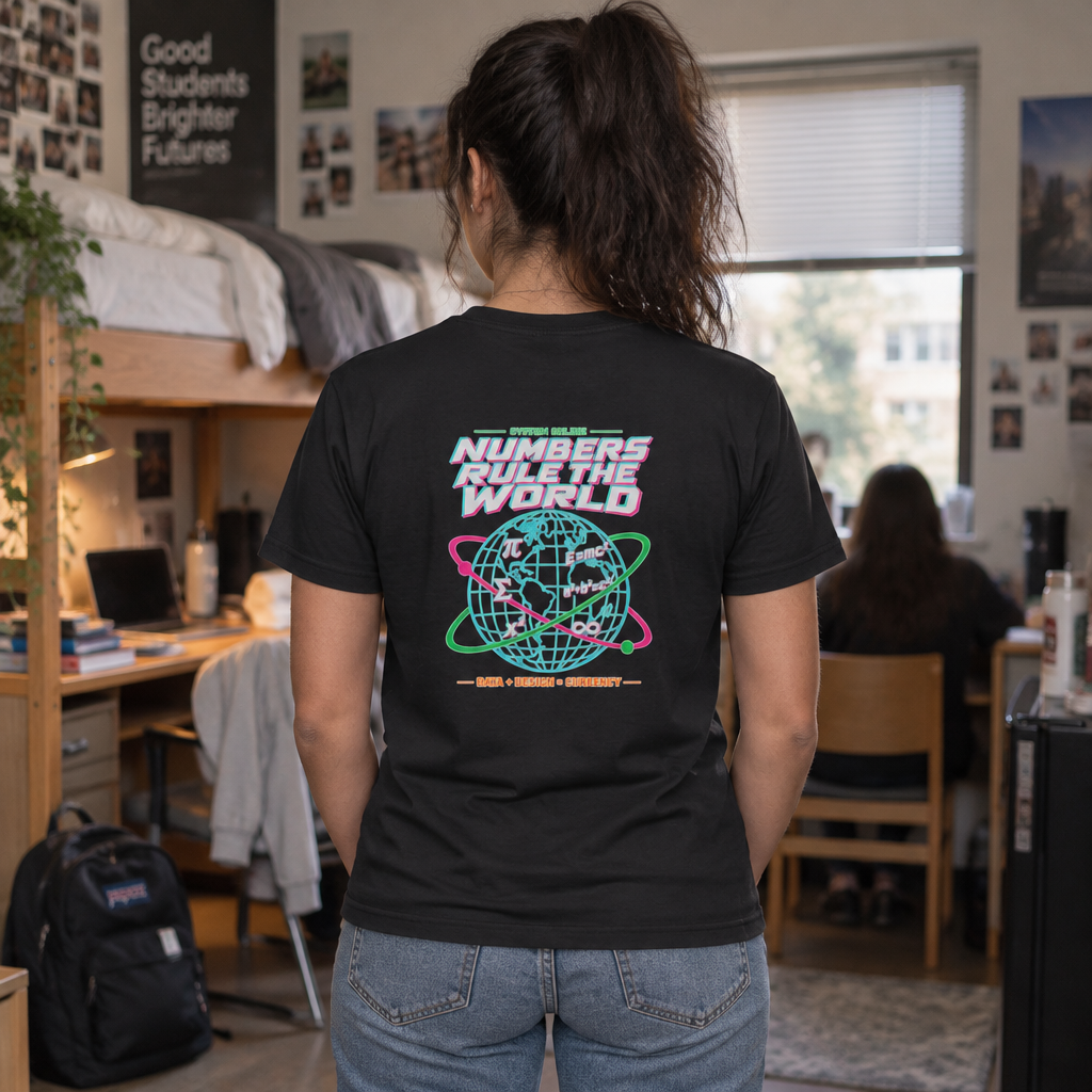 Numbers Rule the World Women’s Tee in Black