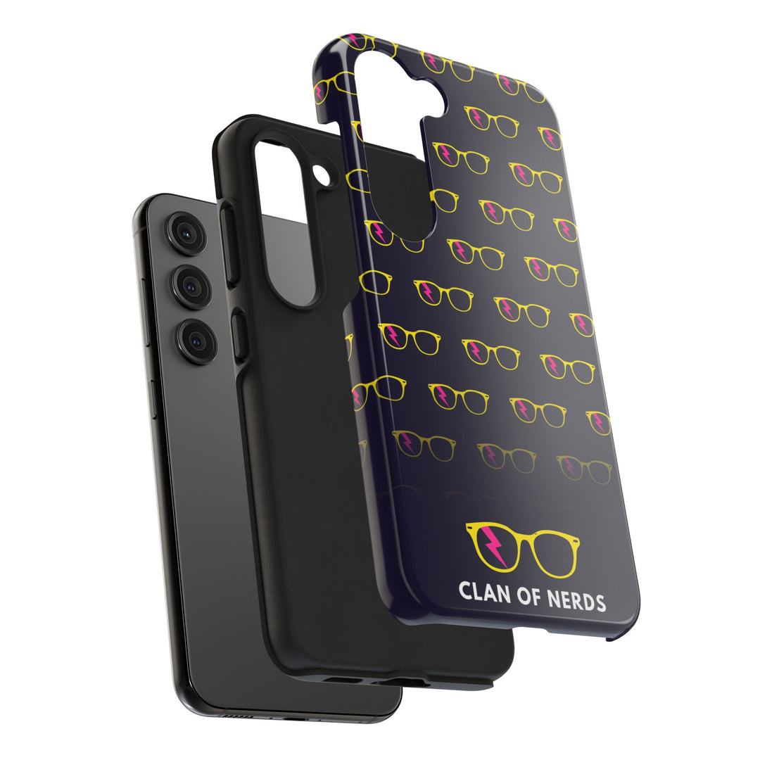 Yellow/Pink Glasses Pattern Tough Phone Case by Clan of Nerds