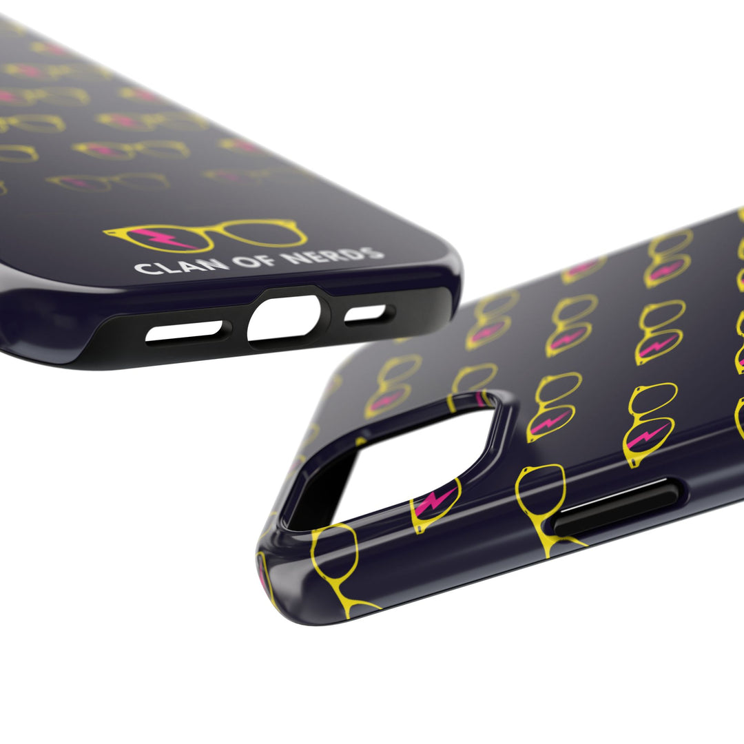 Yellow/Pink Glasses Pattern Tough Phone Case by Clan of Nerds