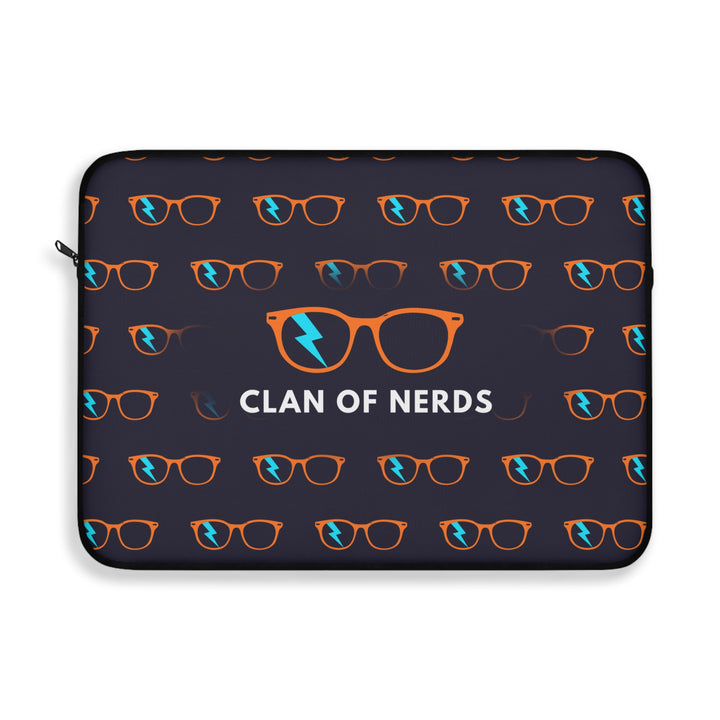Orange/Cyan Glasses Pattern Laptop Sleeve by Clan of Nerds