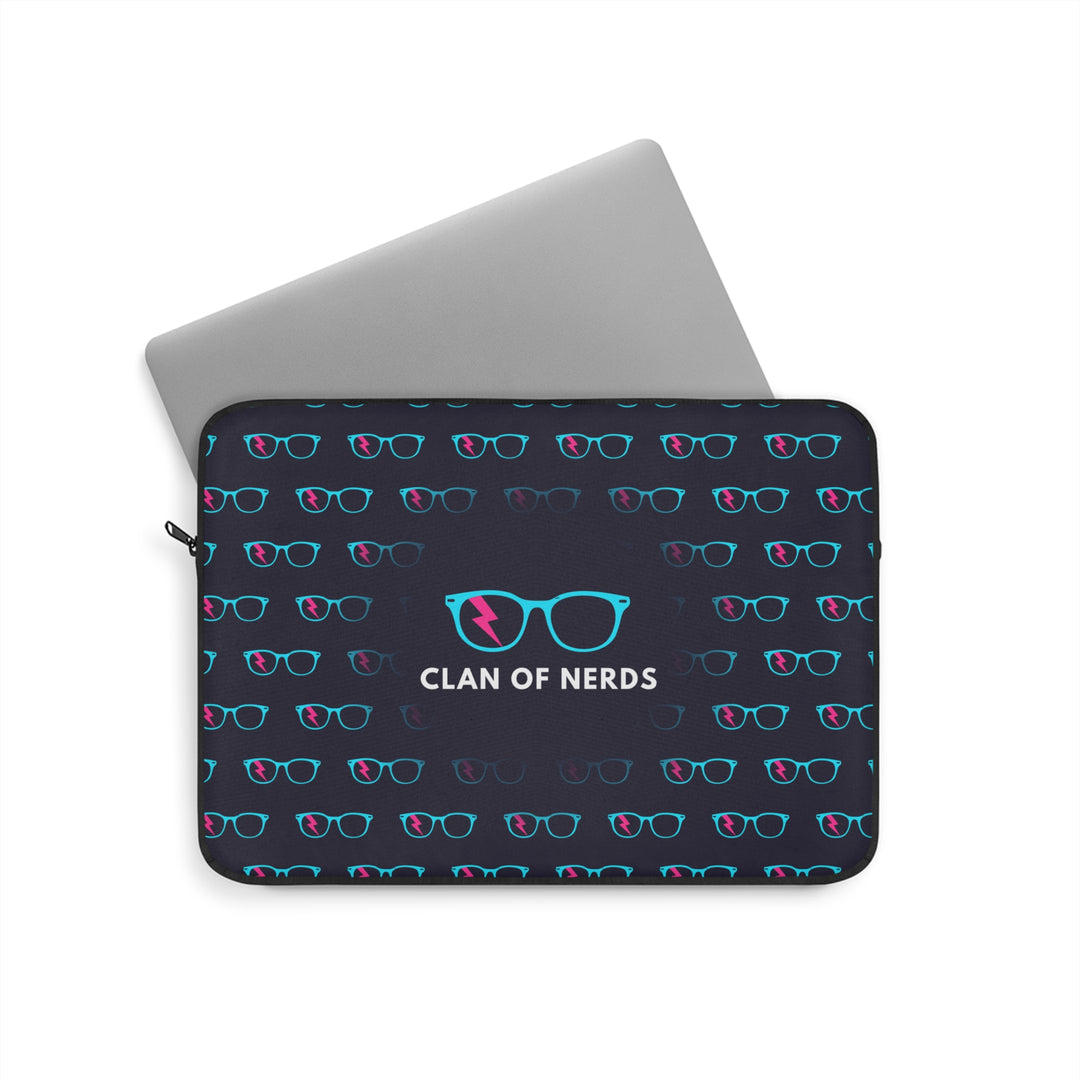 Cyan/Pink Glasses Pattern Laptop Sleeve by Clan of Nerds