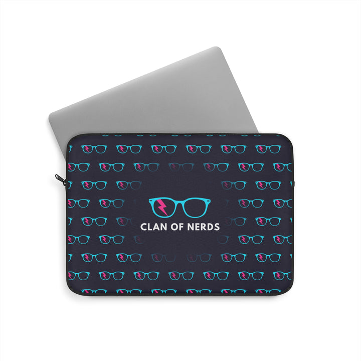 Cyan/Pink Glasses Pattern Laptop Sleeve by Clan of Nerds