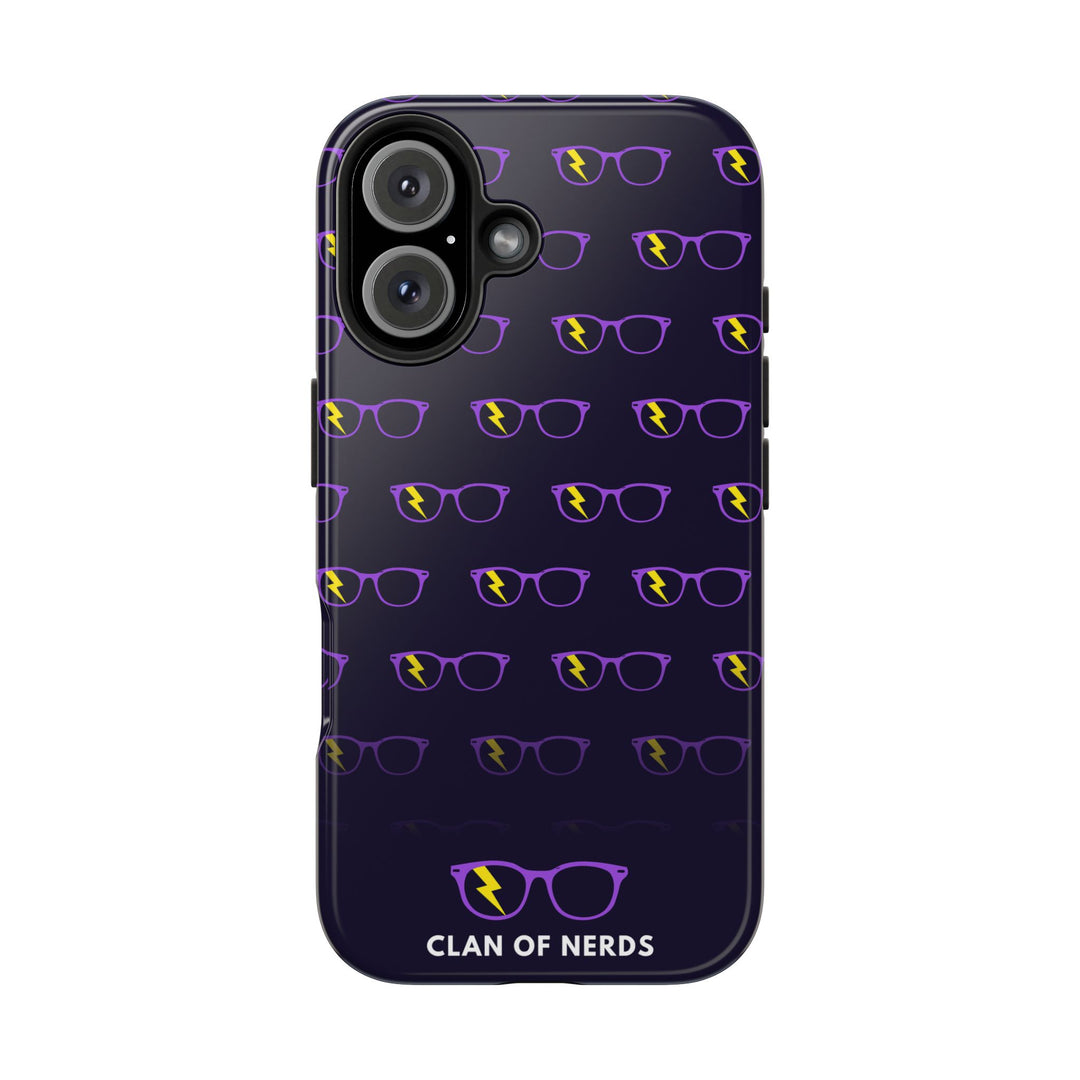 Purple/Yellow Glasses Pattern Tough Phone Case by Clan of Nerds