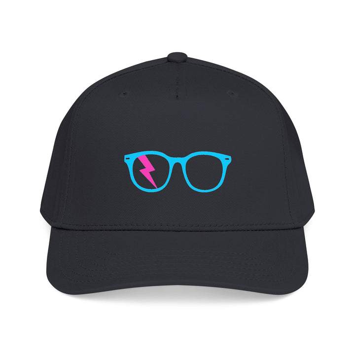 Cyan/Pink Glasses Cap in Black