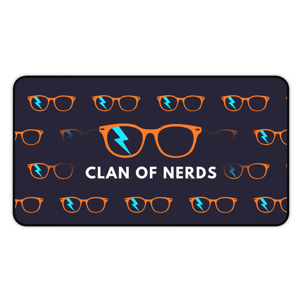 Orange/Cyan Glasses Pattern Desk Mat by Clan of Nerds