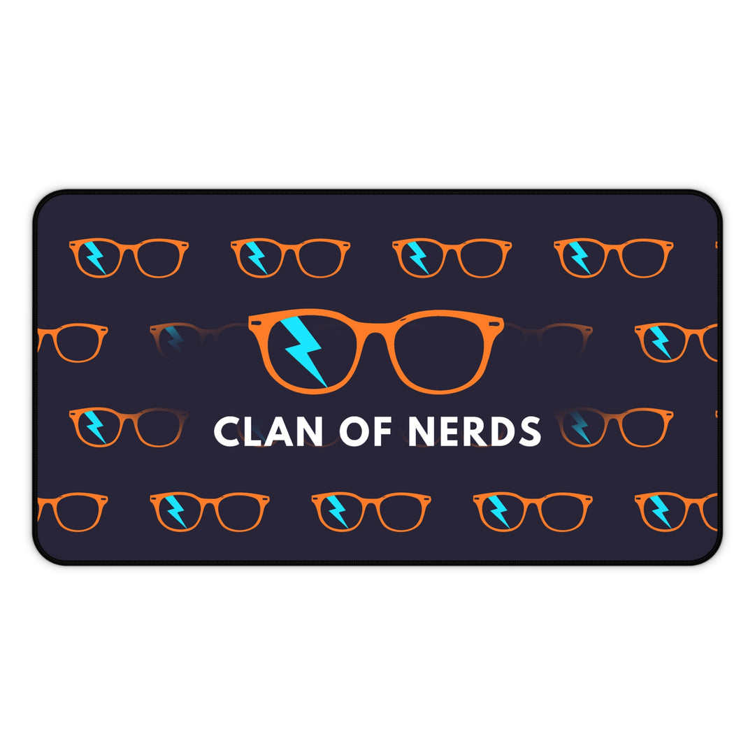 Orange/Cyan Glasses Pattern Desk Mat by Clan of Nerds