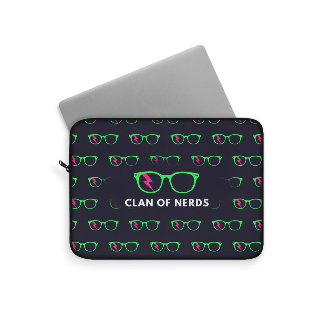 Green/Pink Glasses Pattern Laptop Sleeve by Clan of Nerds