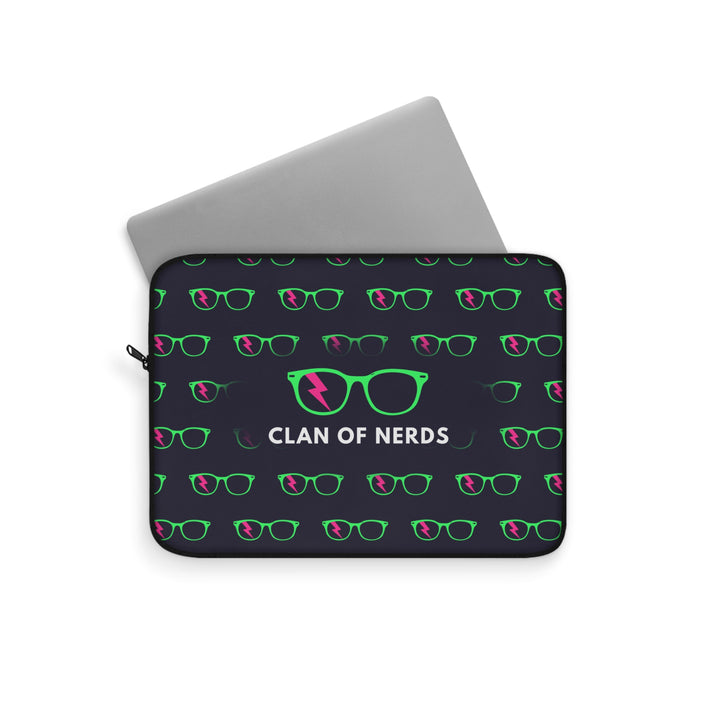 Green/Pink Glasses Pattern Laptop Sleeve by Clan of Nerds