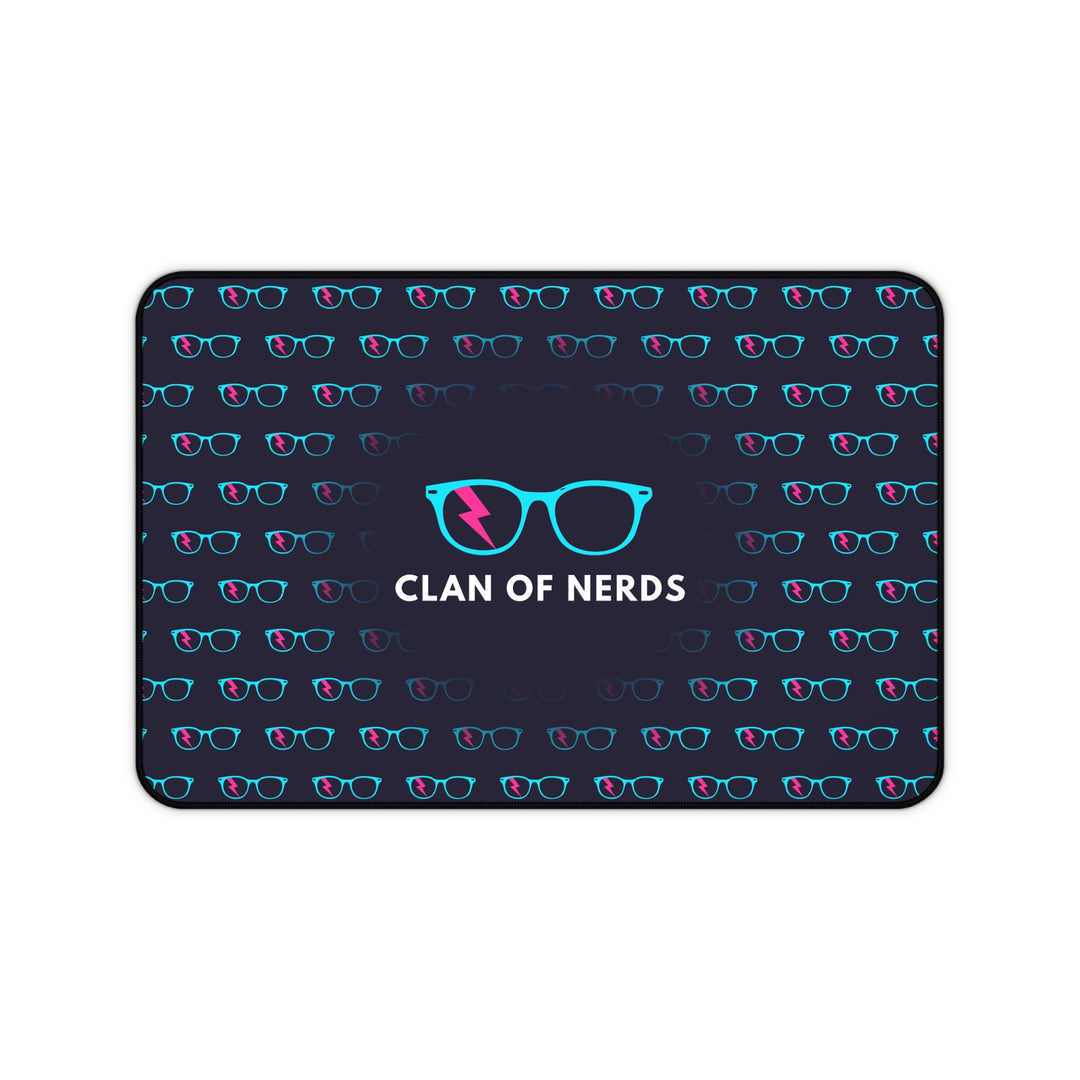 Cyan/Pink Glasses Pattern Desk Mat by Clan of Nerds