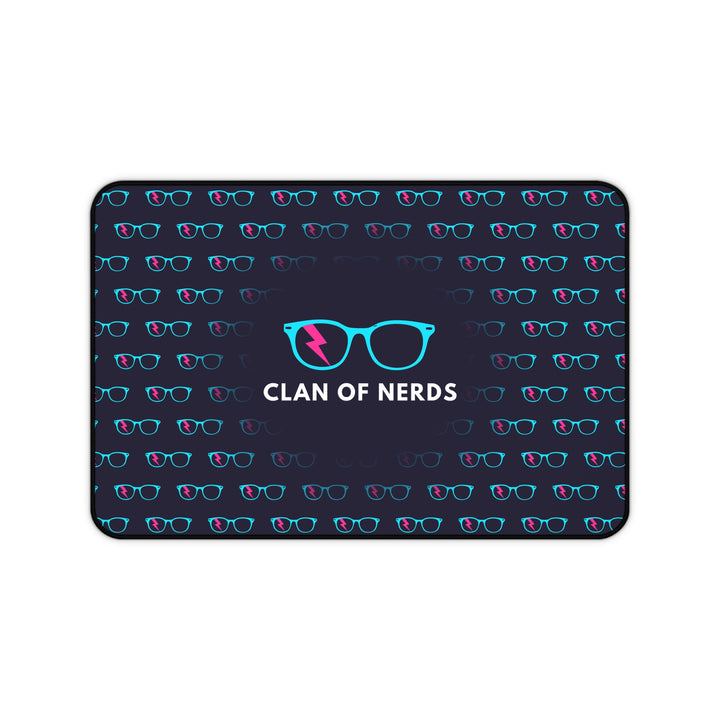 Cyan/Pink Glasses Pattern Desk Mat by Clan of Nerds