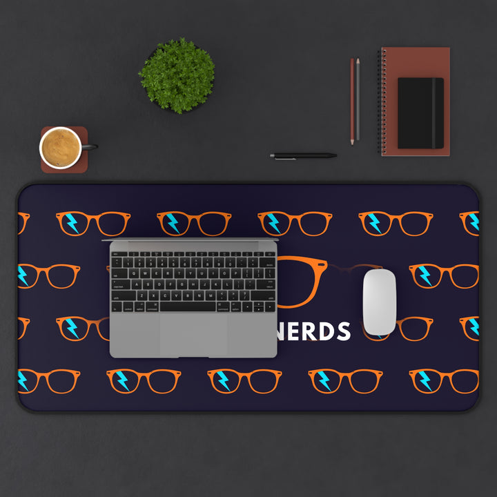Orange/Cyan Glasses Pattern Desk Mat by Clan of Nerds