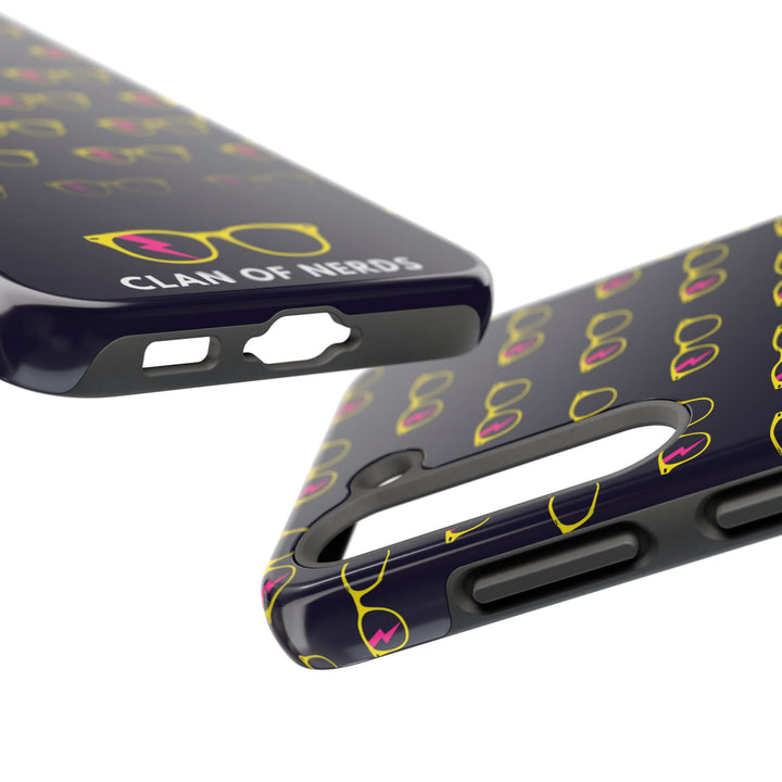 Yellow/Pink Glasses Pattern Tough Phone Case by Clan of Nerds