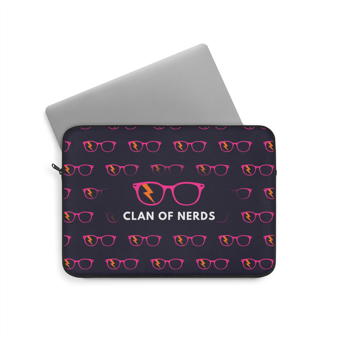 Pink/Orange Glasses Pattern Laptop Sleeve by Clan of Nerds