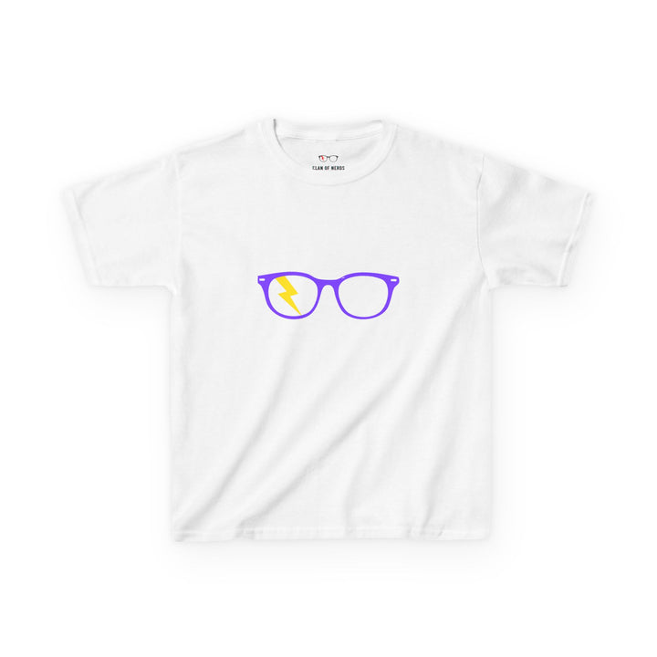 Purple/Yellow Glasses Kids Tee in White