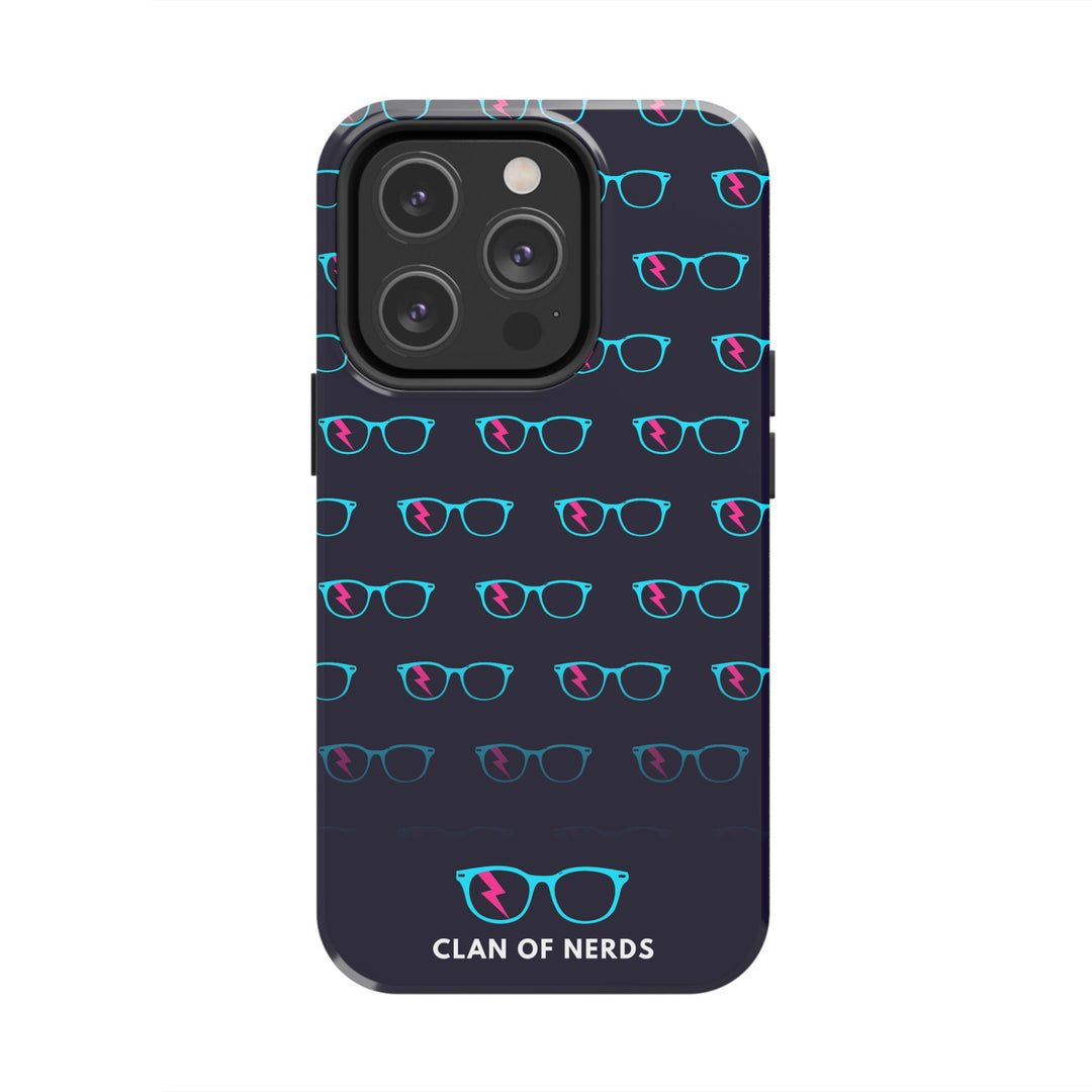Cyan/Pink Glasses Pattern Tough Phone Case by Clan of Nerds