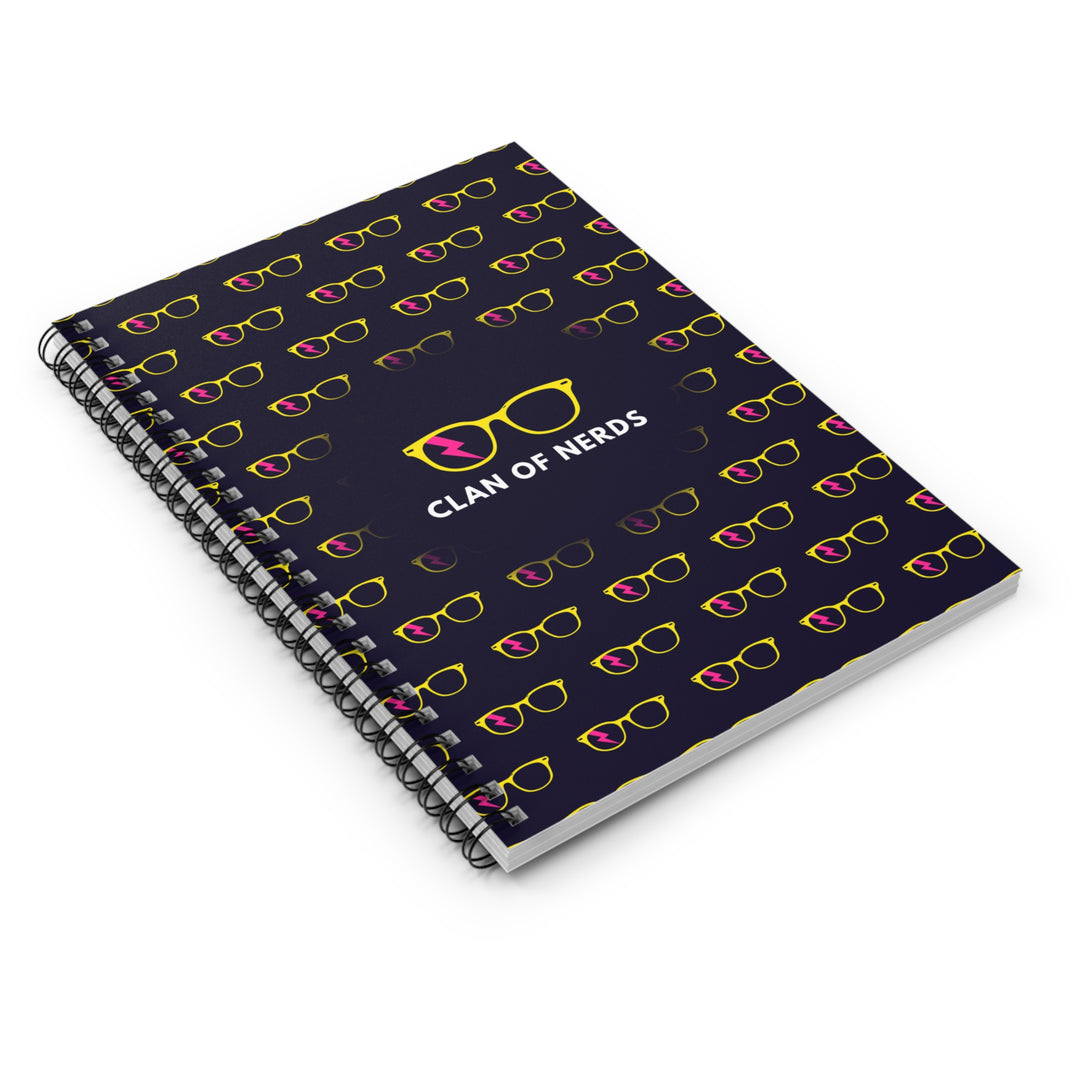 Yellow/Pink Glasses Pattern Spiral Notebook by Clan of Nerds