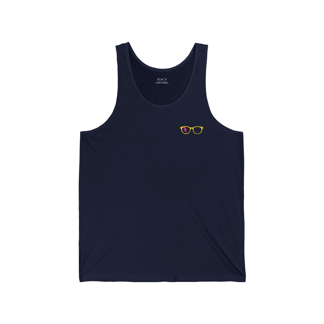Yellow/Pink Glasses Men’s Tank in Navy