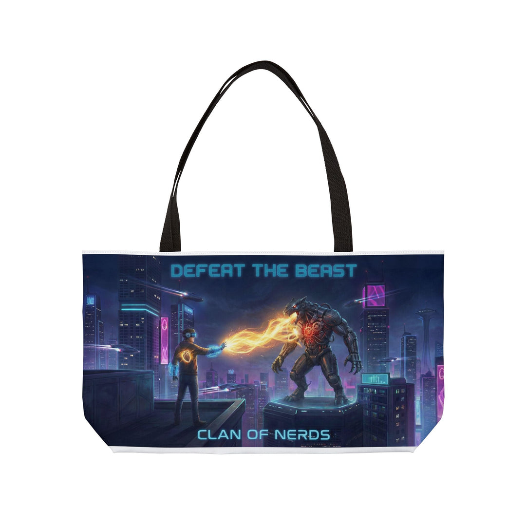 Defeat the Beast Tote Bag by Clan of Nerds