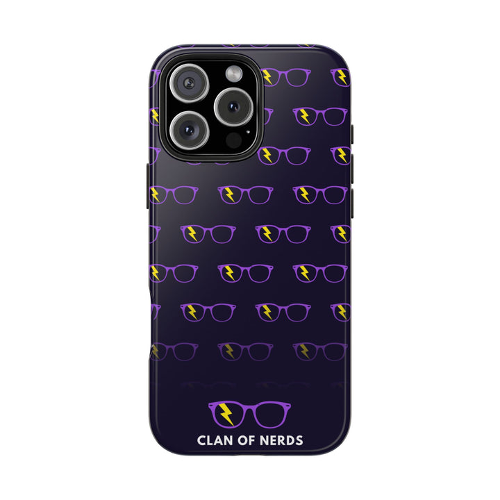 Purple/Yellow Glasses Pattern Tough Phone Case by Clan of Nerds