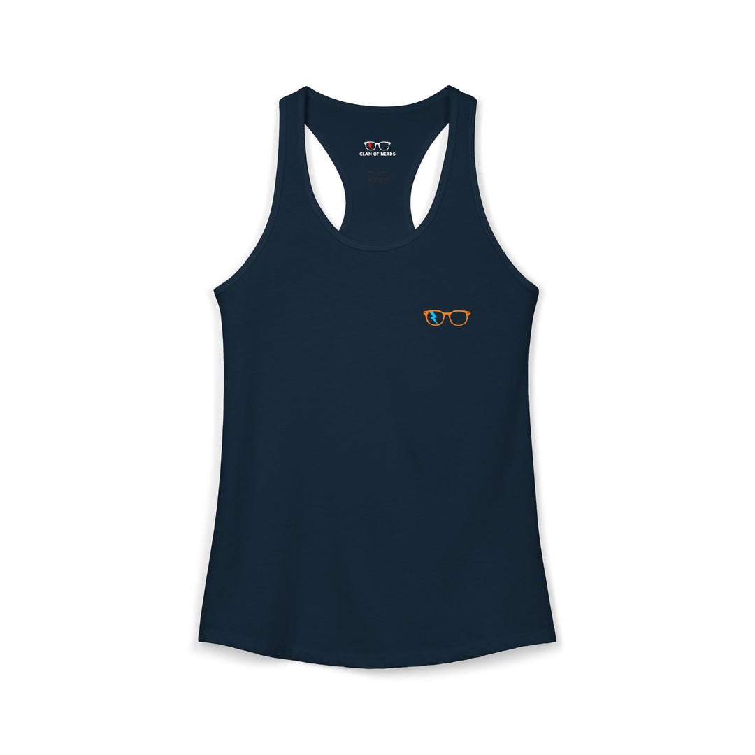 Orange/Cyan Glasses Women’s Tank in Solid Midnight Navy