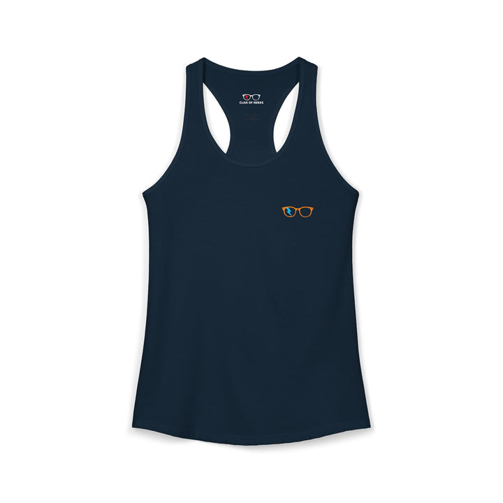 Orange/Cyan Glasses Women’s Tank in Solid Midnight Navy