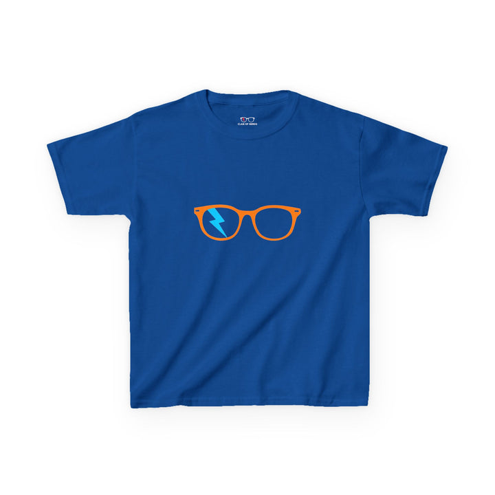 Orange/Cyan Glasses Kids Tee in Royal