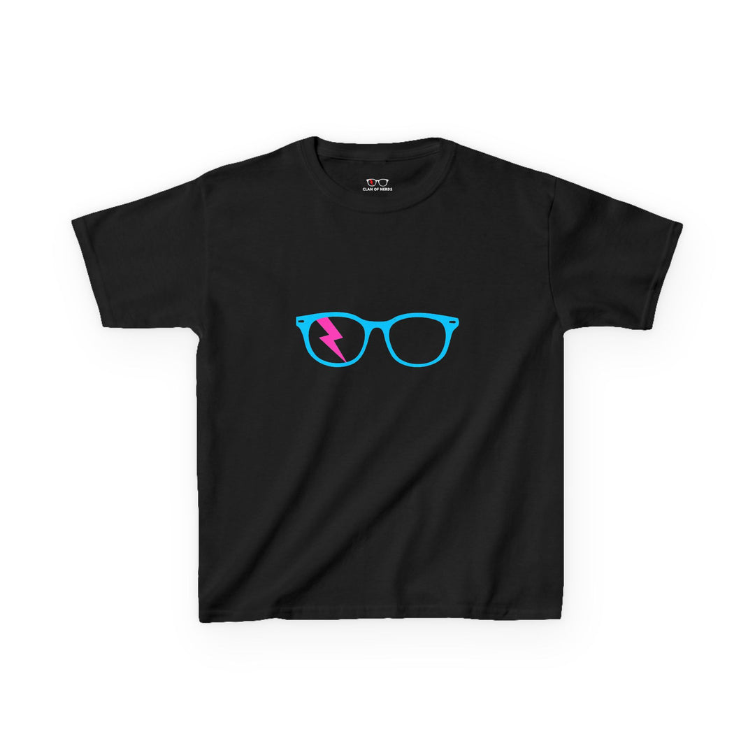 Cyan/Pink Glasses Kids Tee in Black