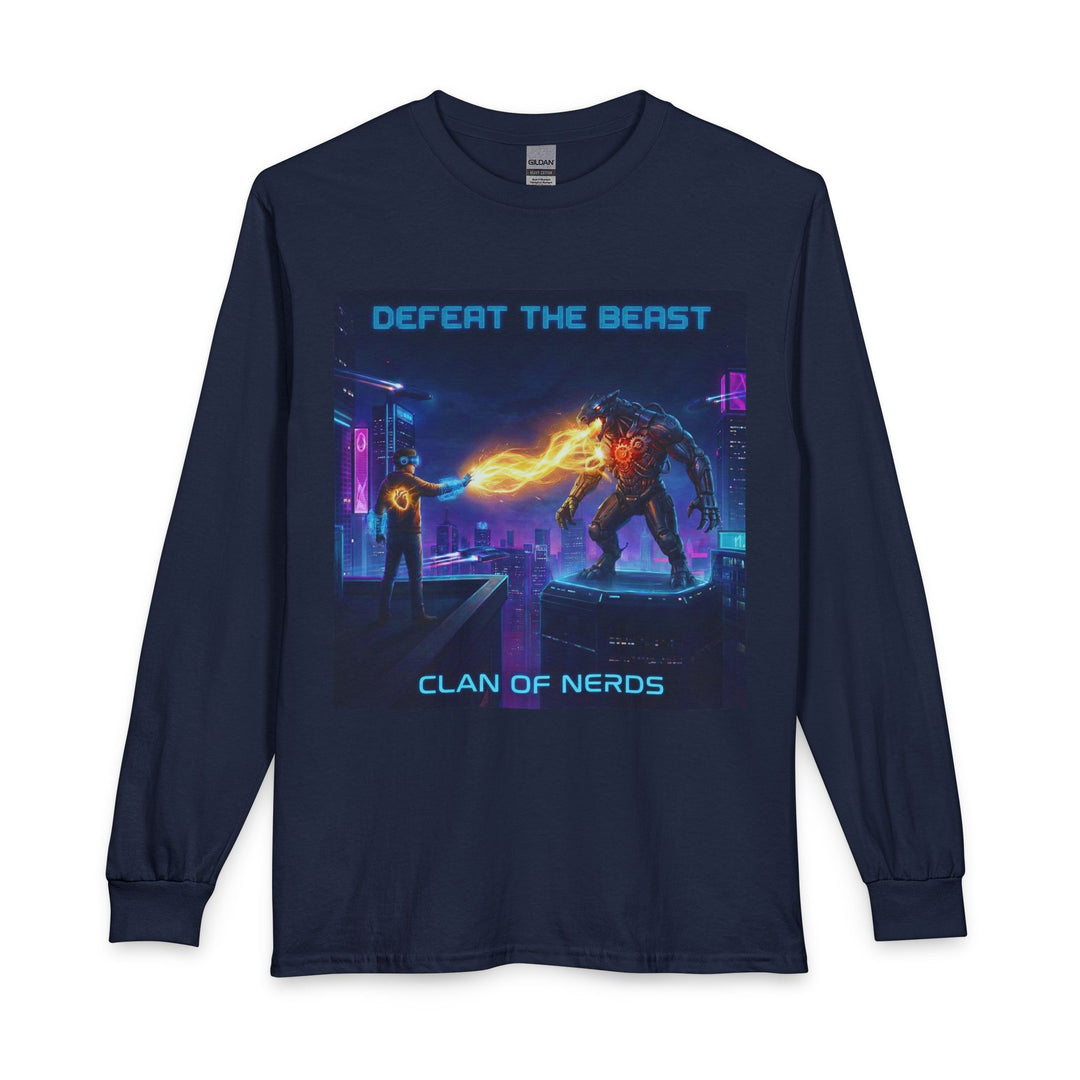 Defeat the Beast Long Sleeve Tee in Navy