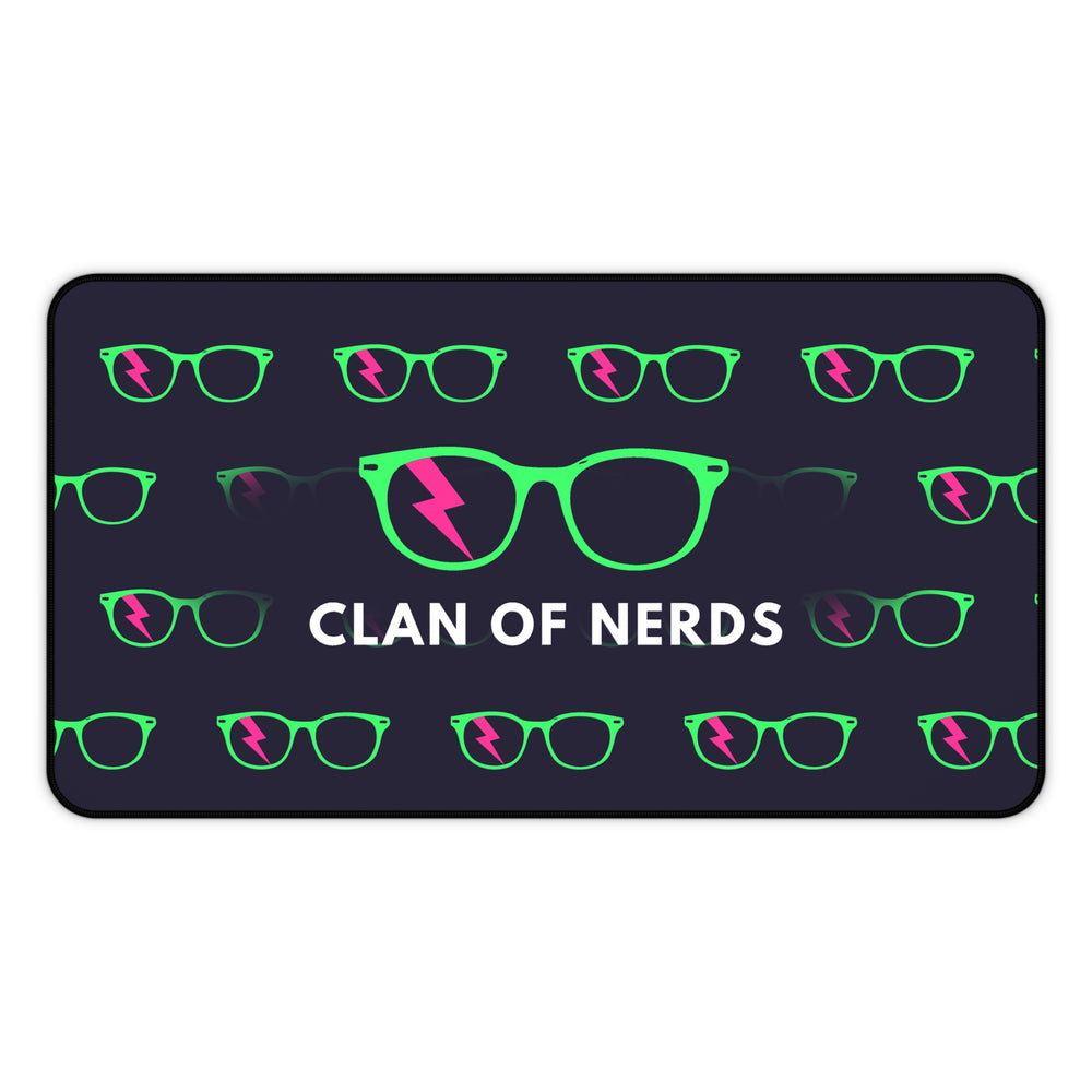 Green/Pink Glasses Pattern Desk Mat by Clan of Nerds