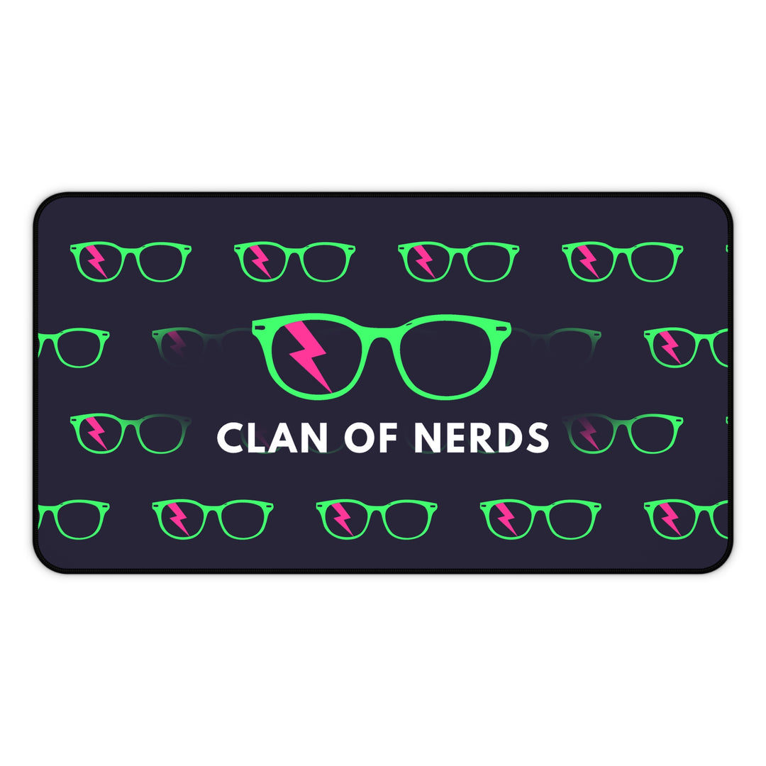 Green/Pink Glasses Pattern Desk Mat by Clan of Nerds