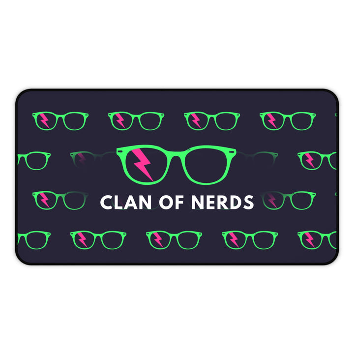 Green/Pink Glasses Pattern Desk Mat by Clan of Nerds