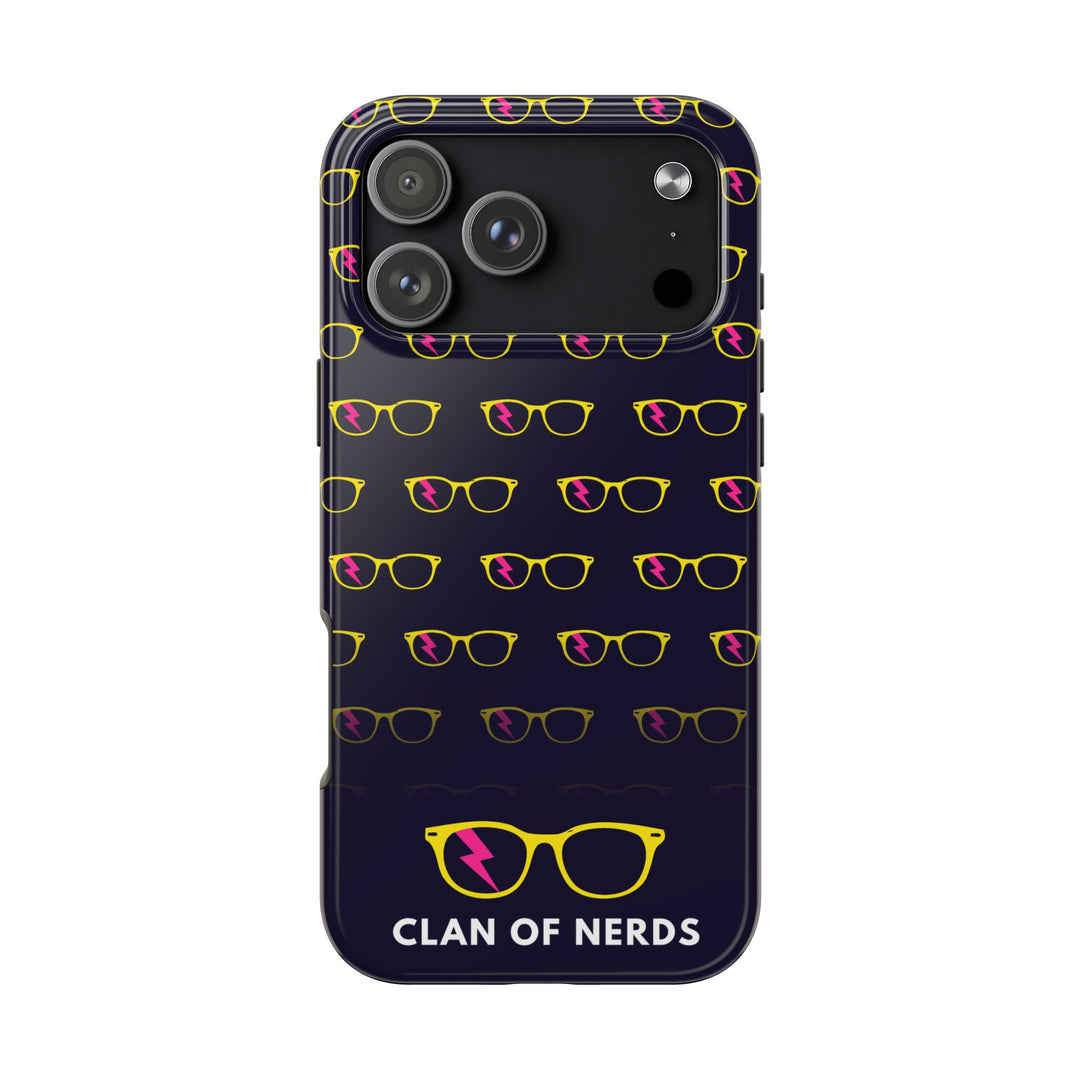 Yellow/Pink Glasses Pattern Tough Phone Case by Clan of Nerds