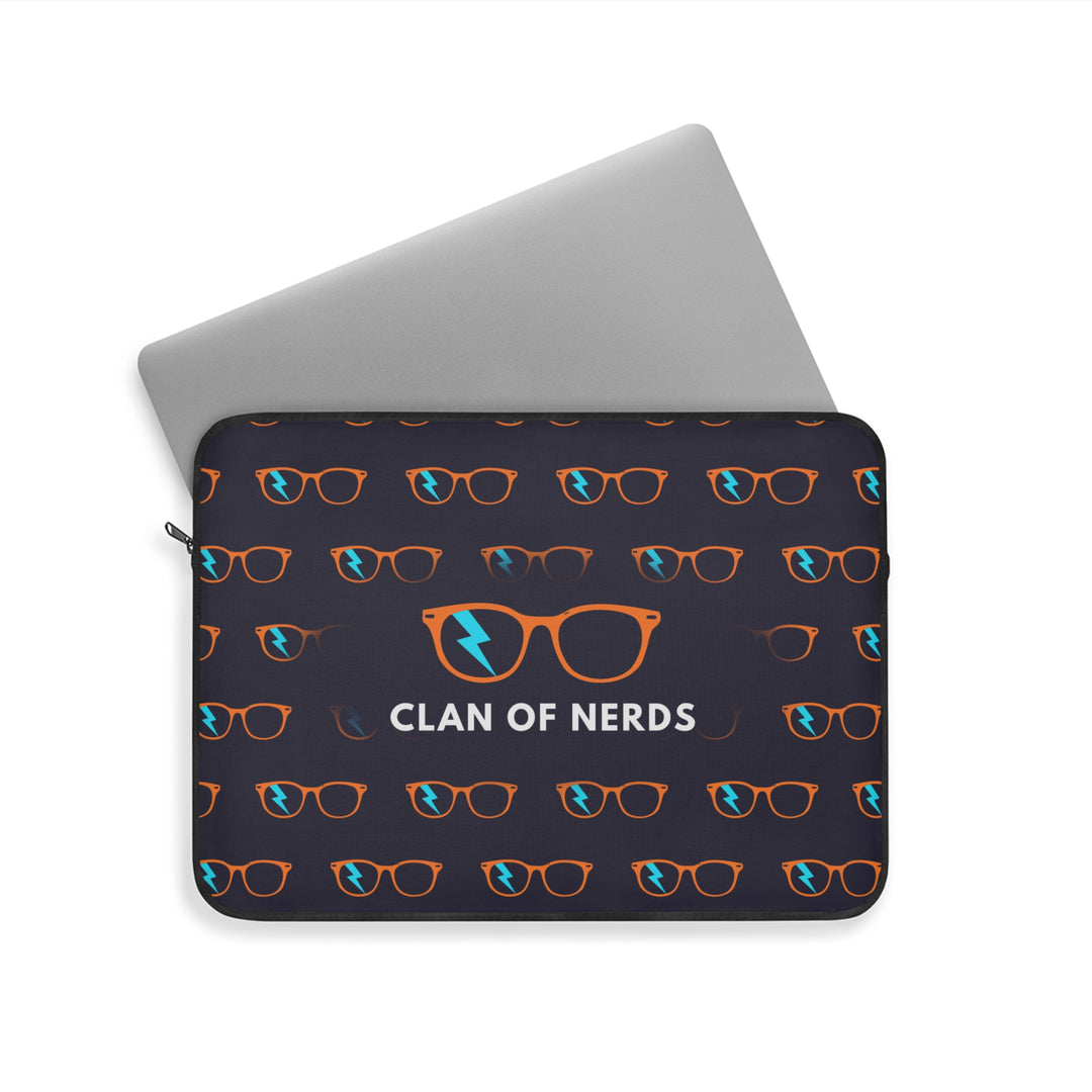 Orange/Cyan Glasses Pattern Laptop Sleeve by Clan of Nerds