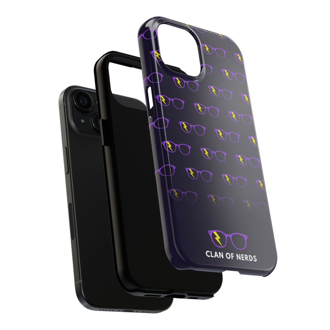 Purple/Yellow Glasses Pattern Tough Phone Case by Clan of Nerds
