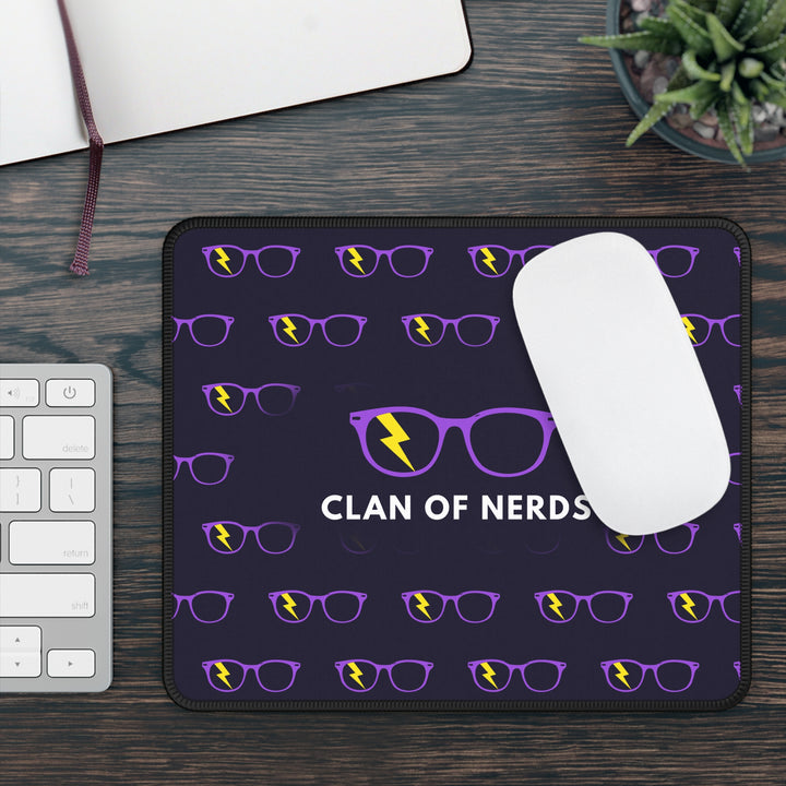 Purple/Yellow Glasses Pattern Mouse Pad by Clan of Nerds
