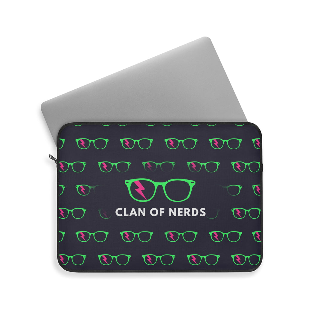 Green/Pink Glasses Pattern Laptop Sleeve by Clan of Nerds