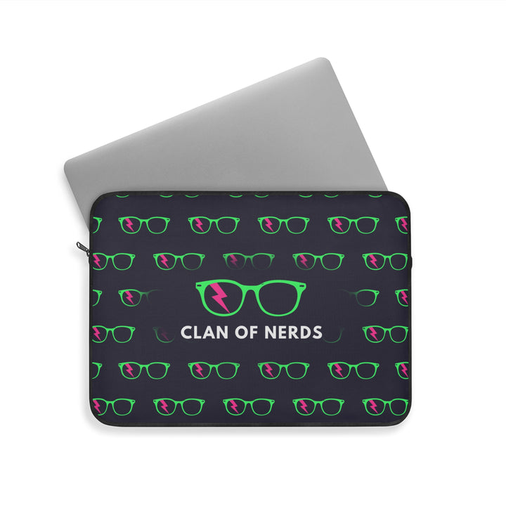Green/Pink Glasses Pattern Laptop Sleeve by Clan of Nerds