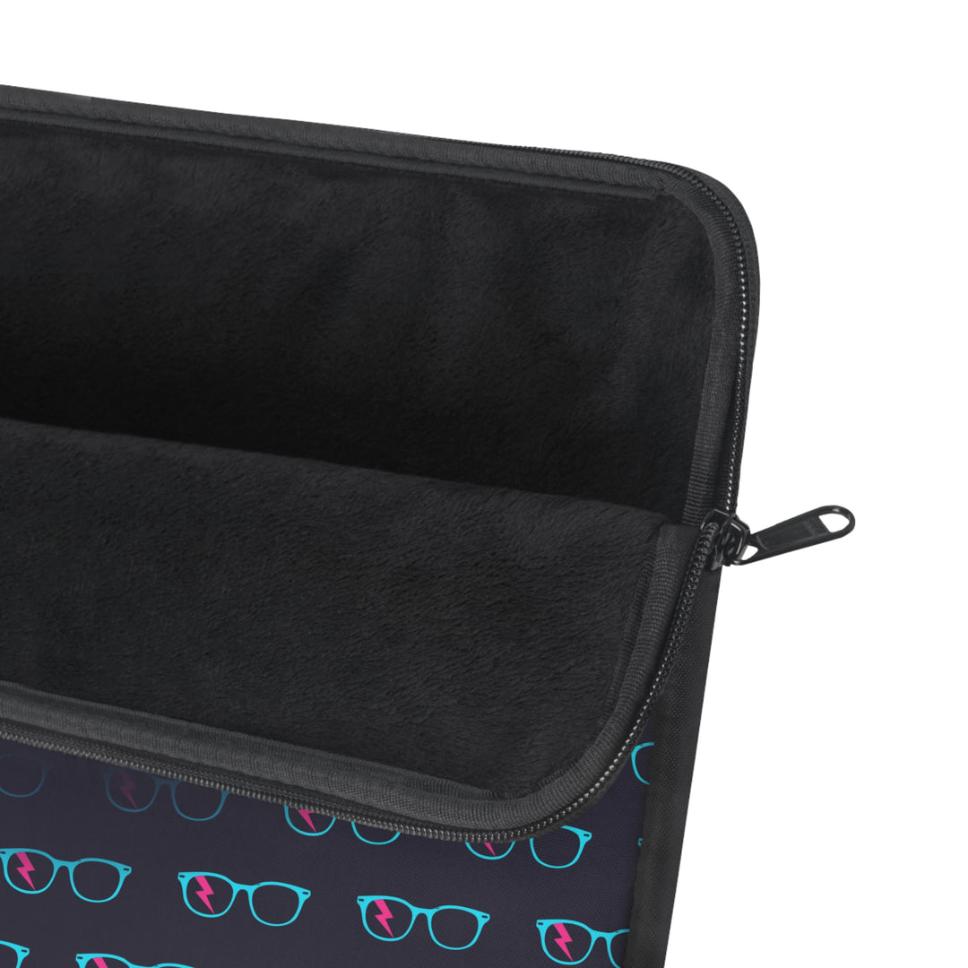 Cyan/Pink Glasses Pattern Laptop Sleeve by Clan of Nerds